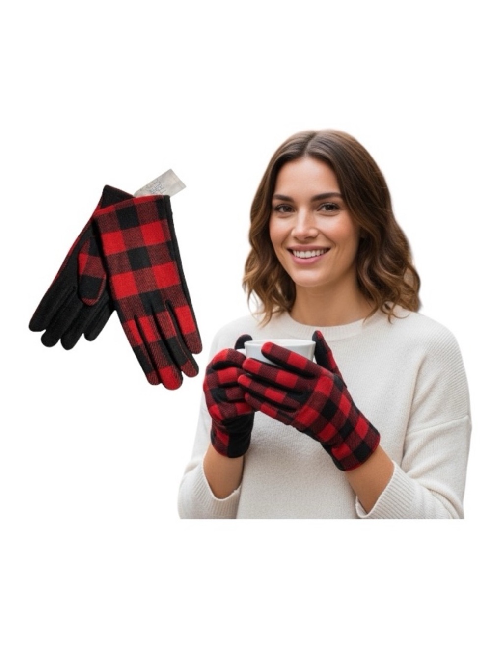 Time And Tru Buffalo Style Plaid Gloves